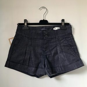 7 For All Mankind Denim Pleated Cuffed Shorts